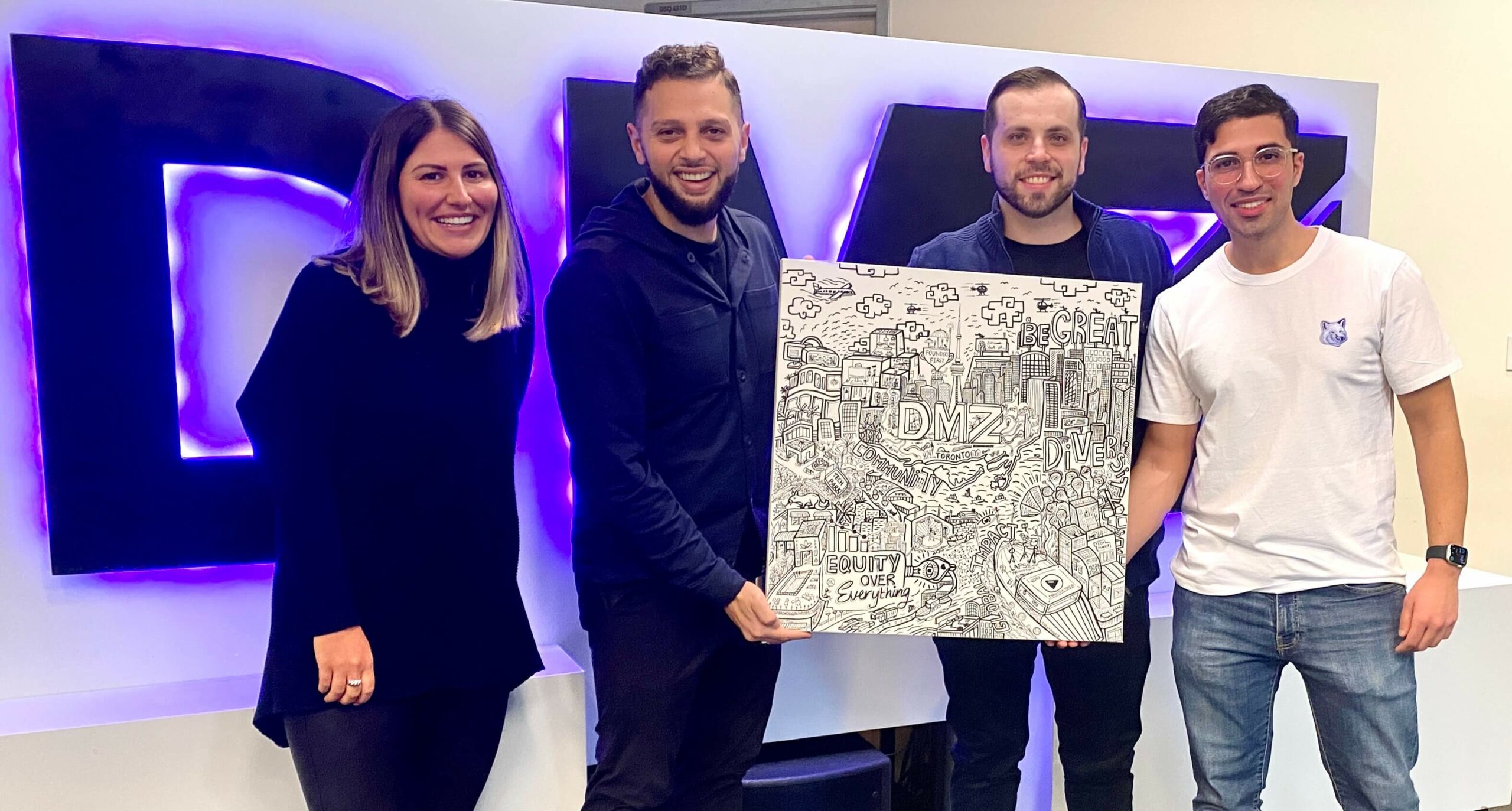 Lapse Productions presenting the DMZ staff with a Dreamdoodle drawing.