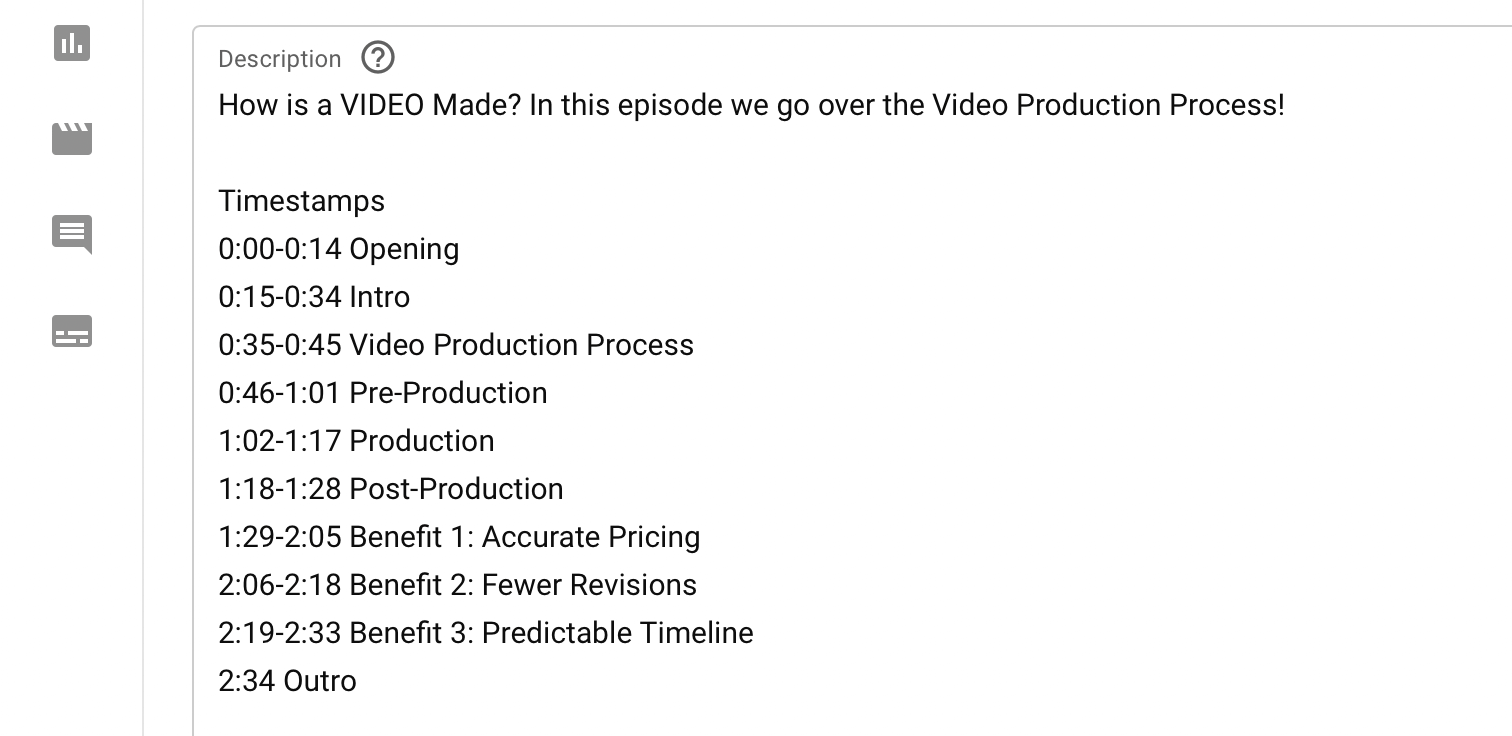 The YouTube description box for 'How a Video is Made'.